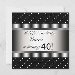 Invitation à une fête d'anniversaire Fun Black 40 