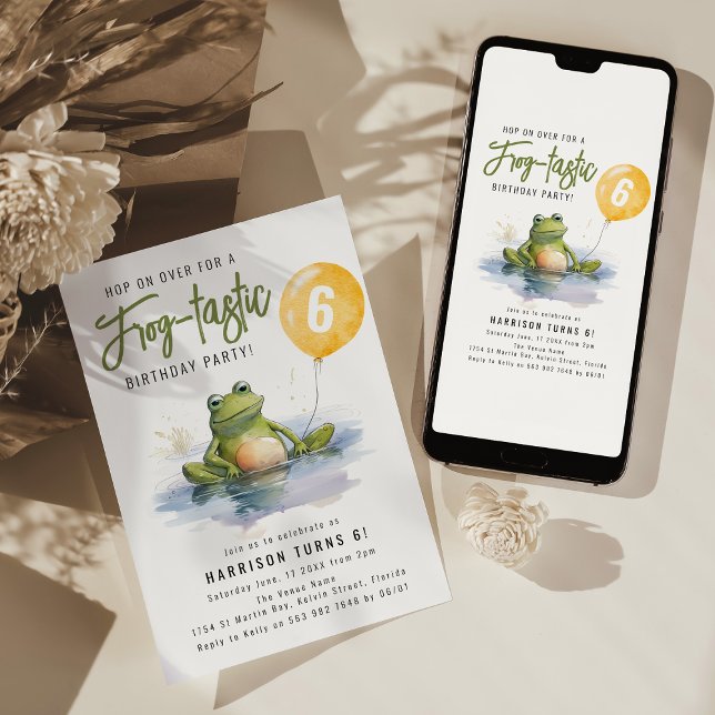 Invitation à une fête d'anniversaire Fun Frog-tast (Créateur téléchargé)
