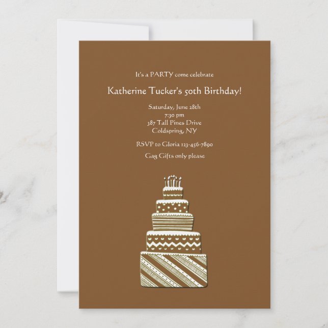 Invitation à une fête d'anniversaire Gâteau d'anni (Devant)