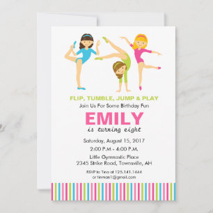 Invitation à une fête d'anniversaire gymnastique