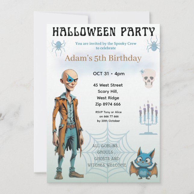 Invitation à une fête d'anniversaire Halloween (Devant)