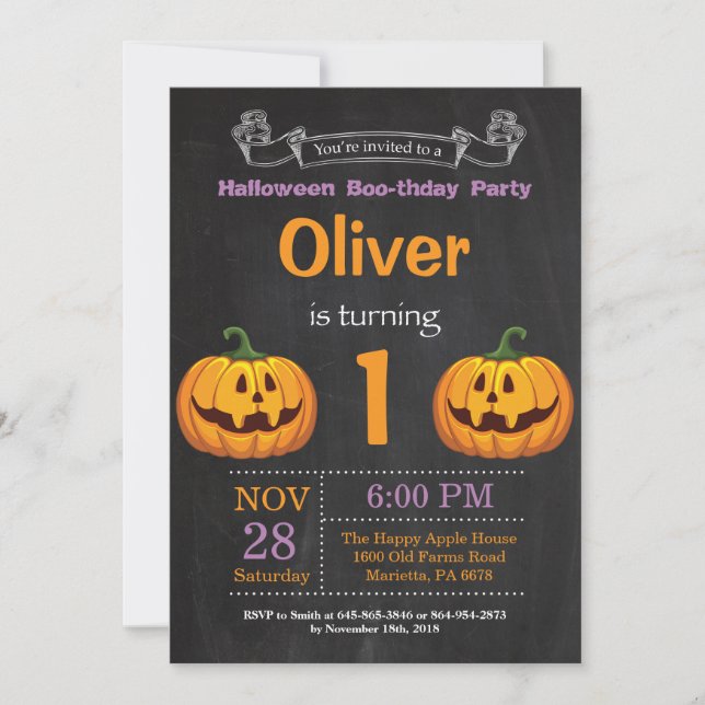 Invitation à une fête d'anniversaire Halloween (Devant)