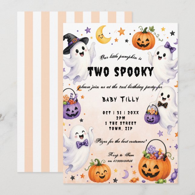 Invitation à une fête d'anniversaire Halloween 2 a (Devant / Derrière)