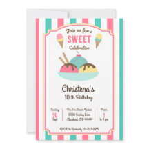 Invitation à une fête d'anniversaire Ice Cream Sun