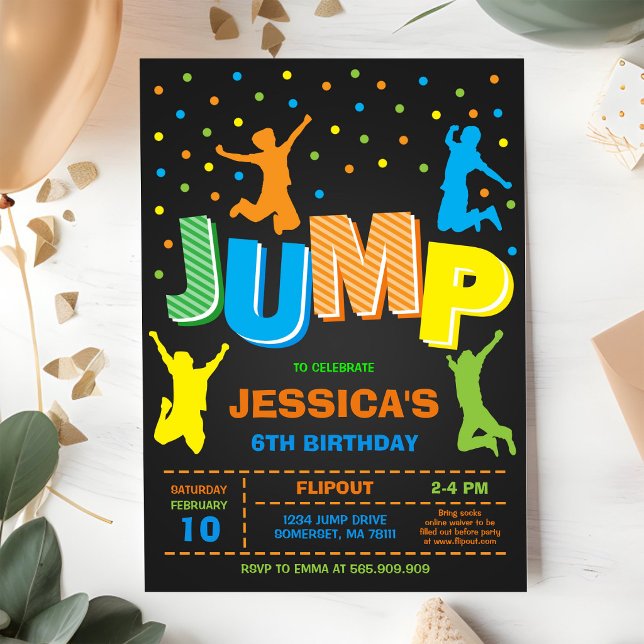 Invitation à une fête d'anniversaire Jump and Play (Créateur téléchargé)