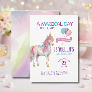 Invitation à une fête d'anniversaire Licorne