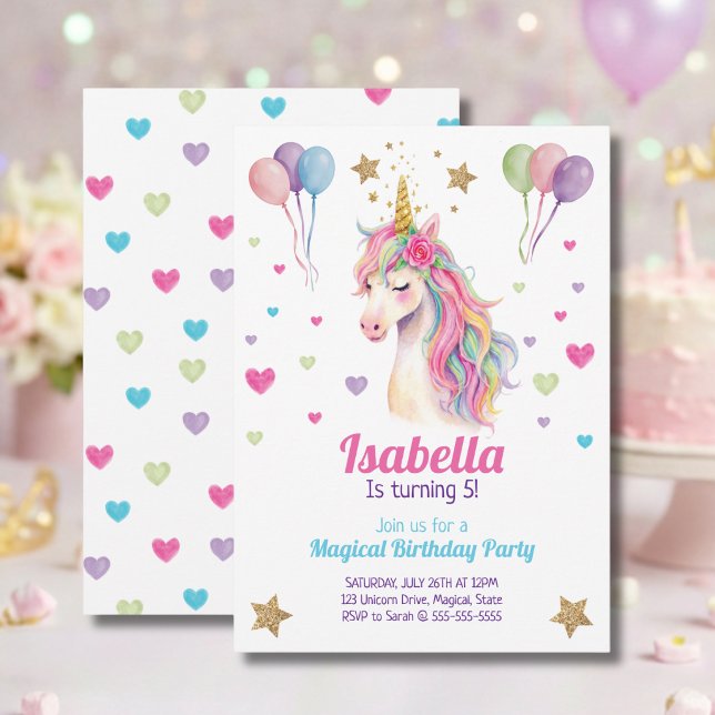 Invitation à une fête d'anniversaire Licorne (Créateur téléchargé)
