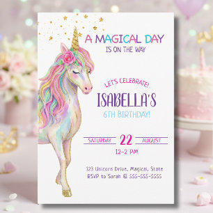 Invitation à une fête d'anniversaire Licorne