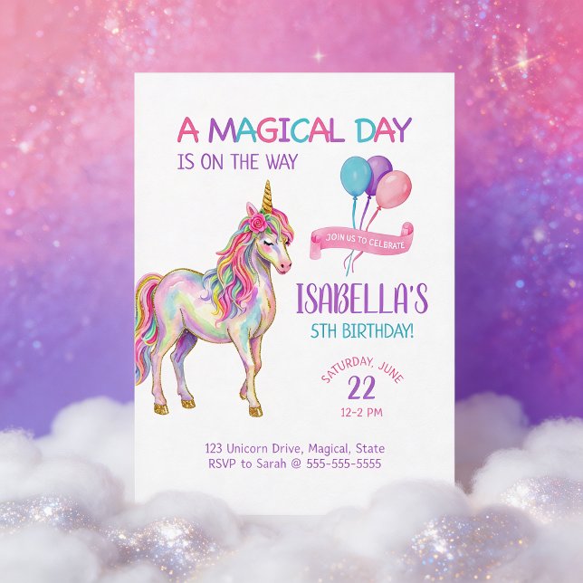 Invitation à une fête d'anniversaire Licorne (Créateur téléchargé)