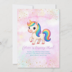 Invitation à une fête d'anniversaire Licorne Arc-e
