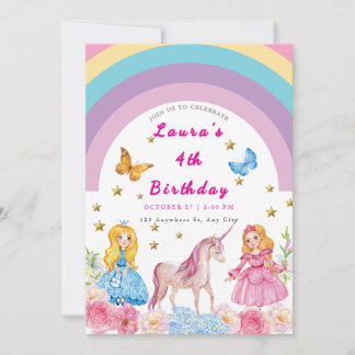 Invitation à une fête d'anniversaire Licorne et Ar