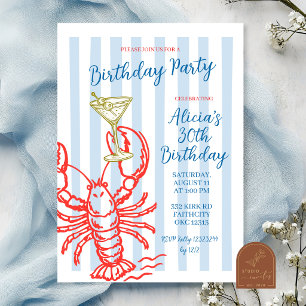 Invitation à une fête d'anniversaire Lobster Marti