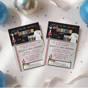 Invitation à une fête d'anniversaire Mad Science