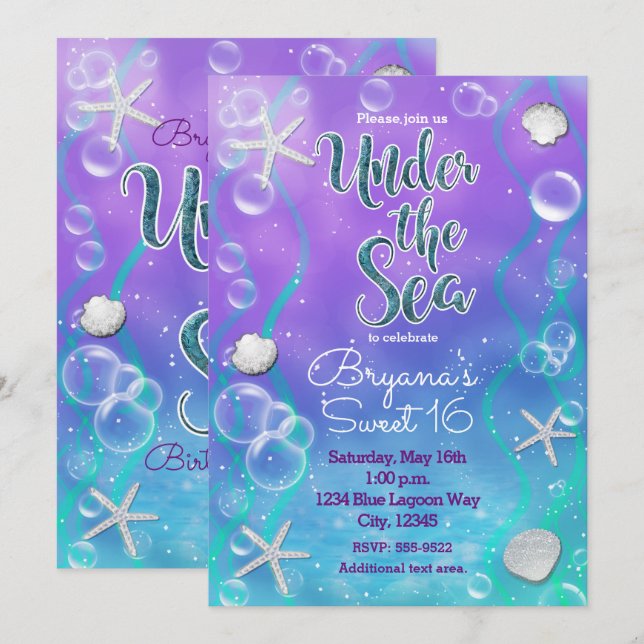 Invitation à une fête d'anniversaire magique sous  (Devant / Derrière)