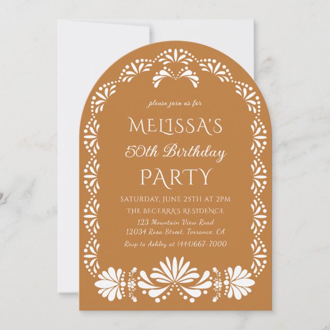 Invitation à une fête d'anniversaire mexicaine fie (Devant)