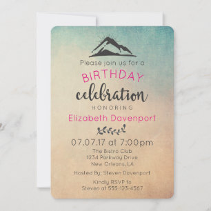Invitation à une fête d'anniversaire Montagne avec