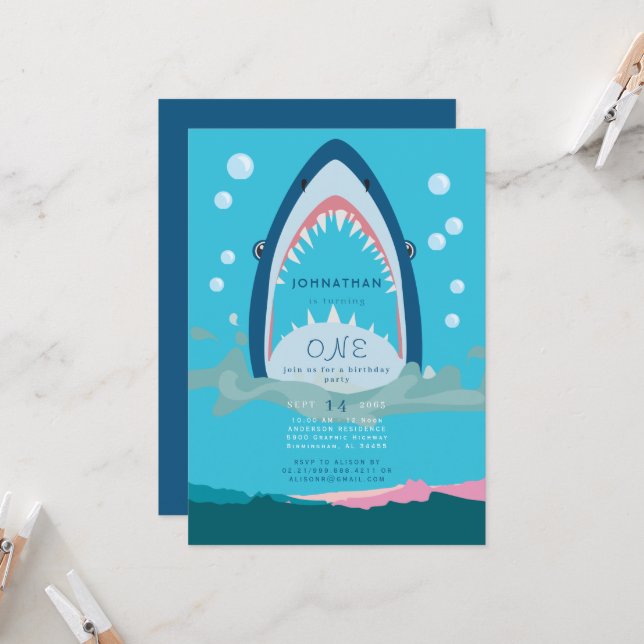 Invitation à une fête d'anniversaire morsure de re (Devant/Arrière en situation)