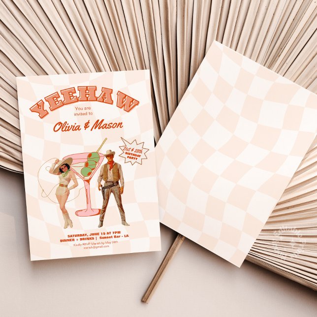 Invitation à une fête d'anniversaire occidentale F (Yeehaw Editable Invitation, Western Birthday Template, Brother Sister Boyfriend)