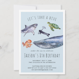 Invitation à une fête d'anniversaire   Océan à l'a