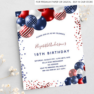 Invitation à une fête d'anniversaire patriotique