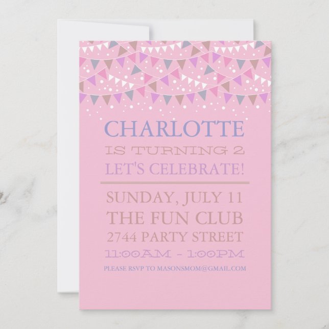 Invitation à une fête d'anniversaire | Pink Fun Bu (Devant)