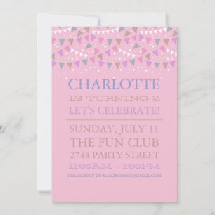 Invitation à une fête d'anniversaire Pink Fun Bu