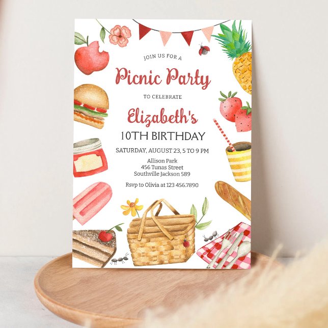 Invitation à une fête d'anniversaire pique-nique (Créateur téléchargé)