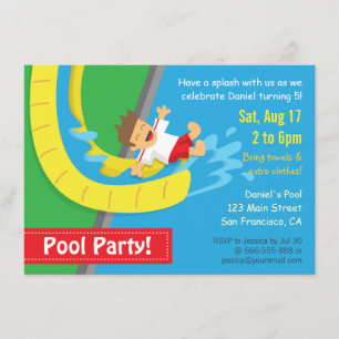 Invitation à une fête d'anniversaire piscine avec