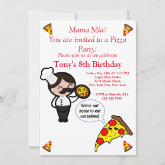 Invitation à une fête d'anniversaire Pizza
