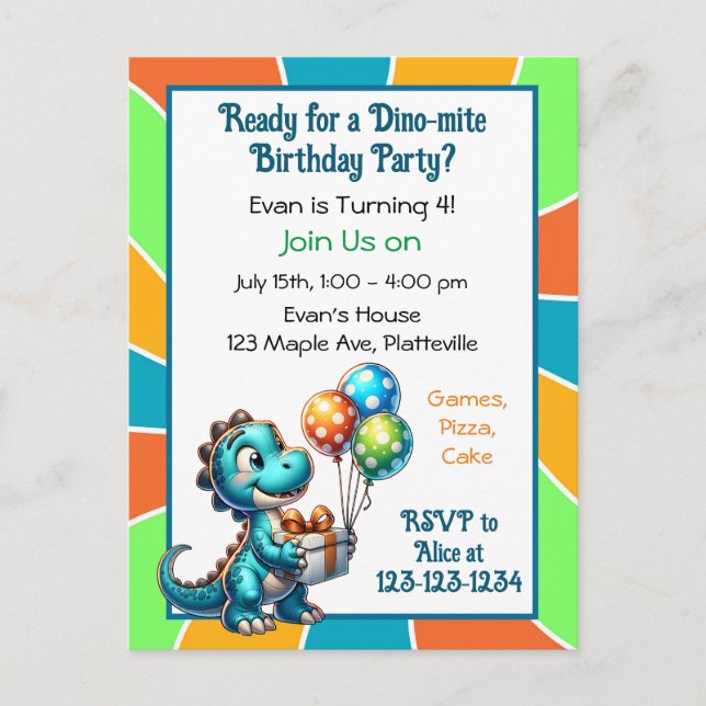 Invitation à une fête d'anniversaire pour enfants  (Devant)