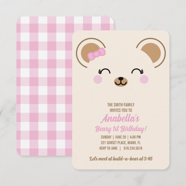 Invitation à une fête d'anniversaire pour fille av (Devant / Derrière)