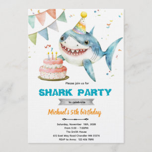 Invitation à une fête d'anniversaire requin