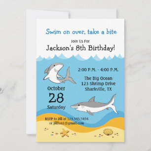 Invitation à une fête d'anniversaire requin