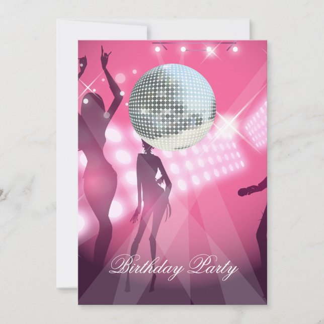 Invitation à une fête d'anniversaire rétro disco (Devant)
