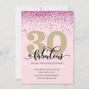 Invitation à une fête d'anniversaire rose 30 ans e