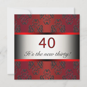 Invitation à une fête d'anniversaire rouge pour 40