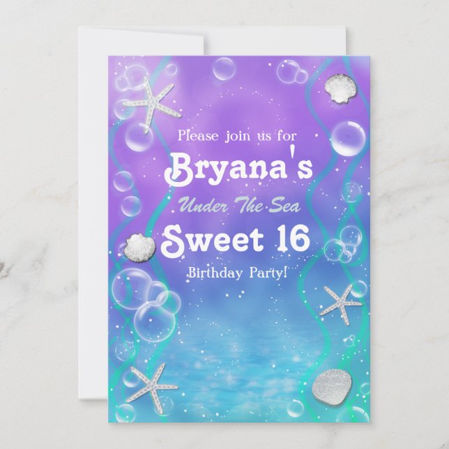 Invitation à une fête d'anniversaire sous la mer p (Devant)