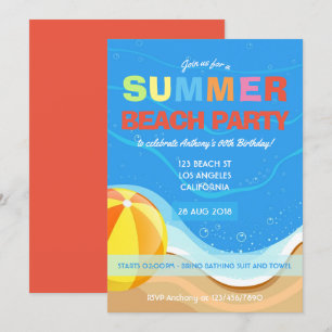 Invitation à une fête d'anniversaire sur la plage