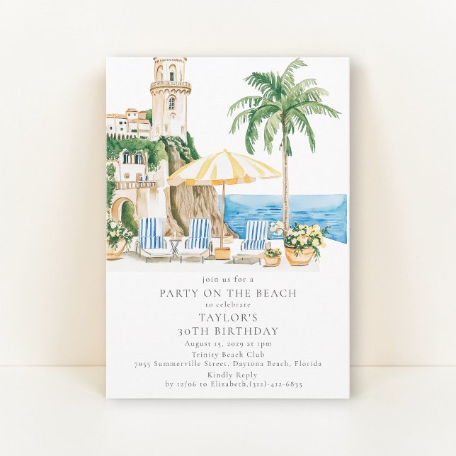 Invitation à une fête d'anniversaire sur la plage  (Créateur téléchargé)