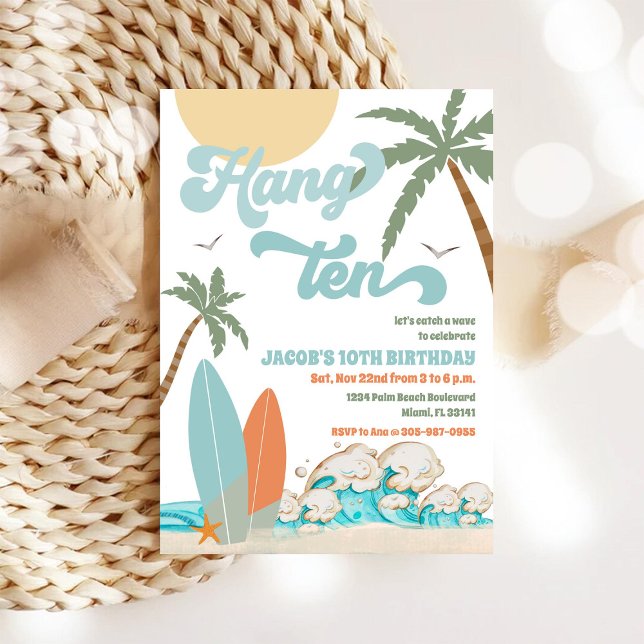 Invitation à une fête d'anniversaire sur la plage  (Créateur téléchargé)