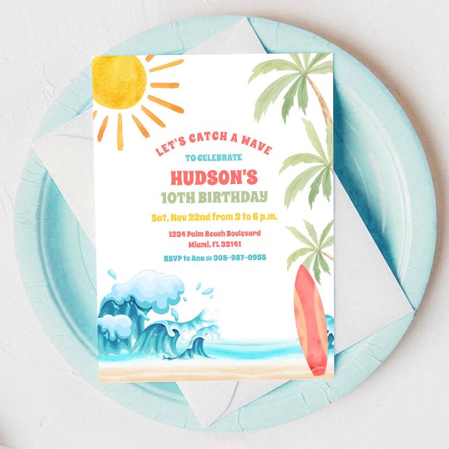 Invitation à une fête d'anniversaire sur la plage (Créateur téléchargé)