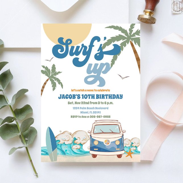 Invitation à une fête d'anniversaire Surf (Créateur téléchargé)