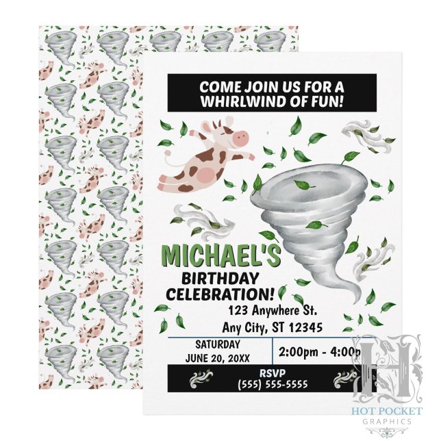 Invitation à une fête d'anniversaire Tornade (Créateur téléchargé)