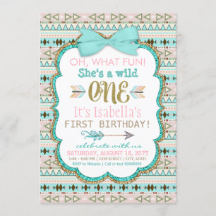Invitation à une fête d'anniversaire Tribal Wild O