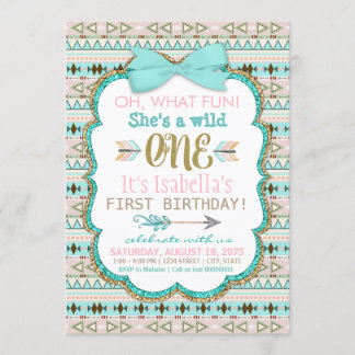 Invitation à une fête d'anniversaire Tribal Wild O