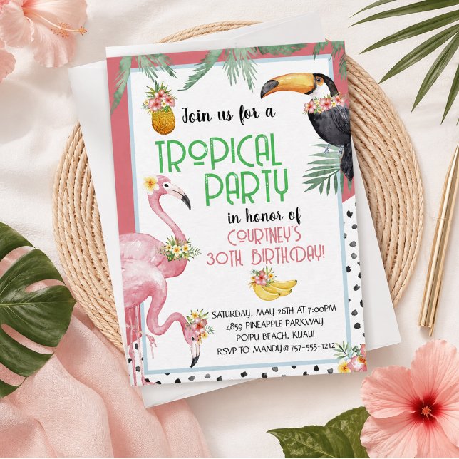 Invitation à une fête d'anniversaire tropicale (Créateur téléchargé)