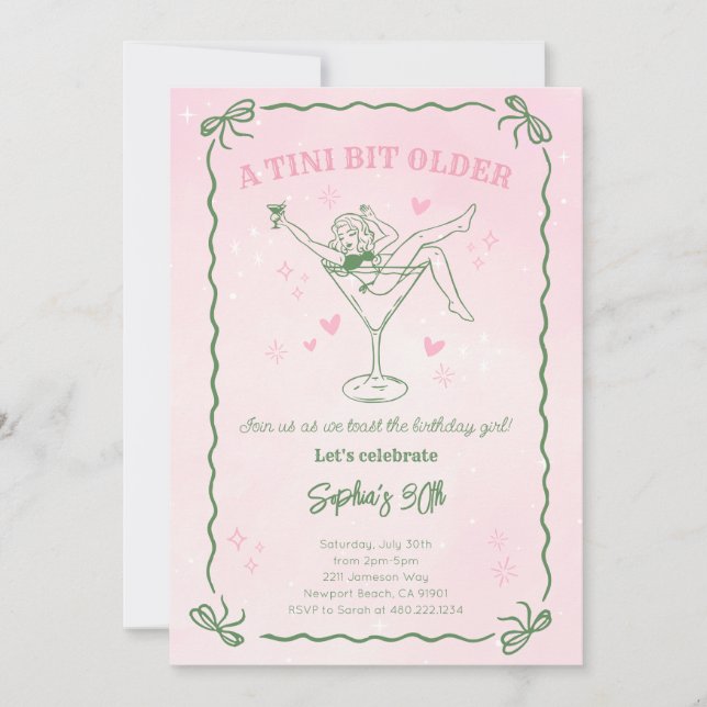 Invitation à une fête d'anniversaire un peu plus â (Devant)