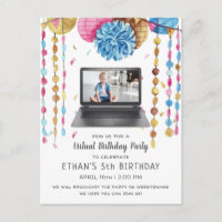 Invitation à une fête d'anniversaire virtuelle