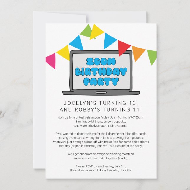 Invitation à une fête d'anniversaire Zoom pour frè (Devant)