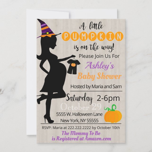 Invitation à une fête de Baby Shower Halloween (Devant)
